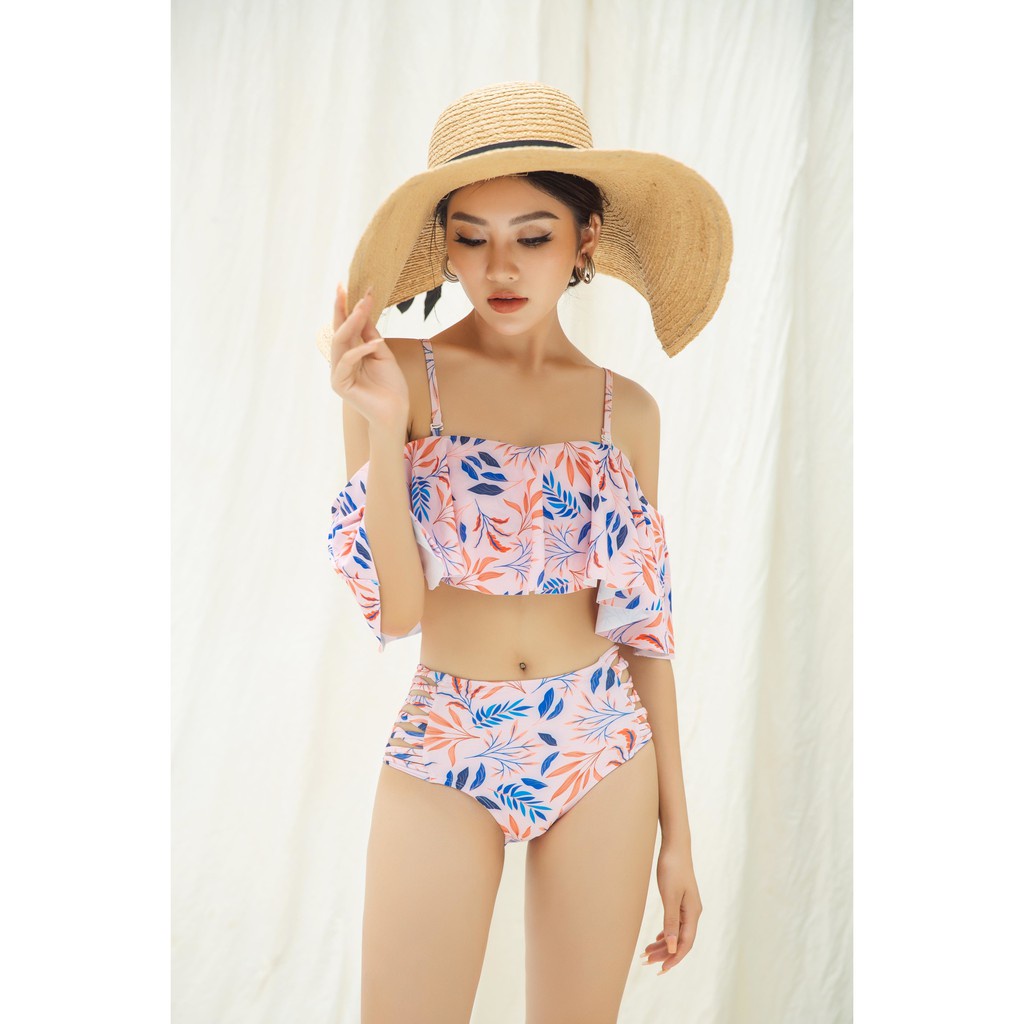 [NHẬP WABRTL5 GIẢM 10% TỐI ĐA 50K ĐH 250K ]Bộ đồ bơi hai mảnh họa tiết hồng IVY moda MS 34X1164