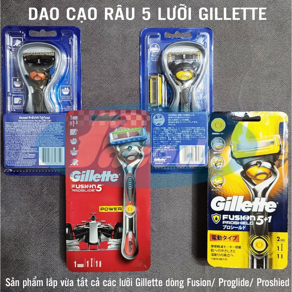 Dao cạo râu 5 lưỡi Gillette Fusion5/ Proglide5/ Proshield5 Power (Tay cầm xoay chiều - sử dụng pin, đầu cạo 5+1)