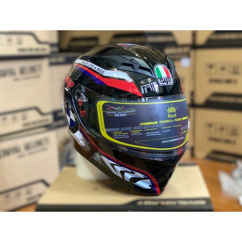 Mũ Bảo Hiểm Fullface 2 Kính M266 Màu Đen Bóng Lên Tem S1000 RR Cực Đẹp, Tặng túi đựng nón và BH 12 tháng