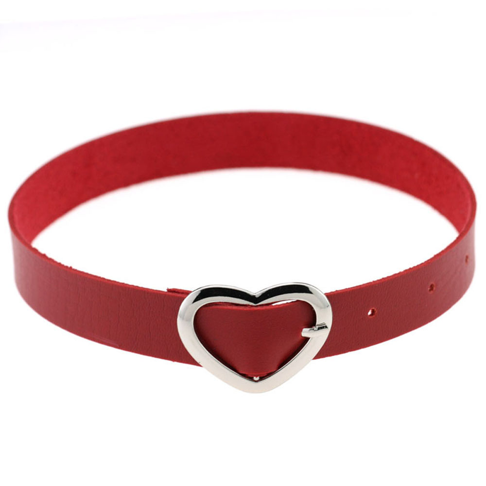 DOREEN 1pcs Funky Collar Choker Necklace Women Favorite Punk Goth Style Heart Ring Vintage Bijoux New Fine Jewelry Harajuku PU Leather/Multicolor