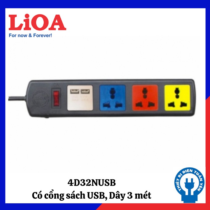 [FREESHIP] Ổ cắm đa năng Lioa 4D32N CÓ USB