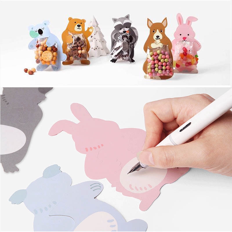 Set 10 túi đựng bánh kẹo hoạt hình dễ thương DIY