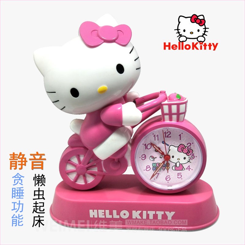 Đồng Hồ Báo Thức Hình Hello Kitty Dễ Thương Có Đèn Và Giọng Nói Cho Trẻ Em