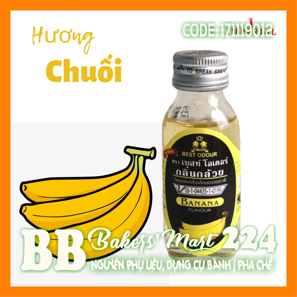 Hương mùi CHUỐI BANANA Best Odour Thái Lan - Chai 30ml