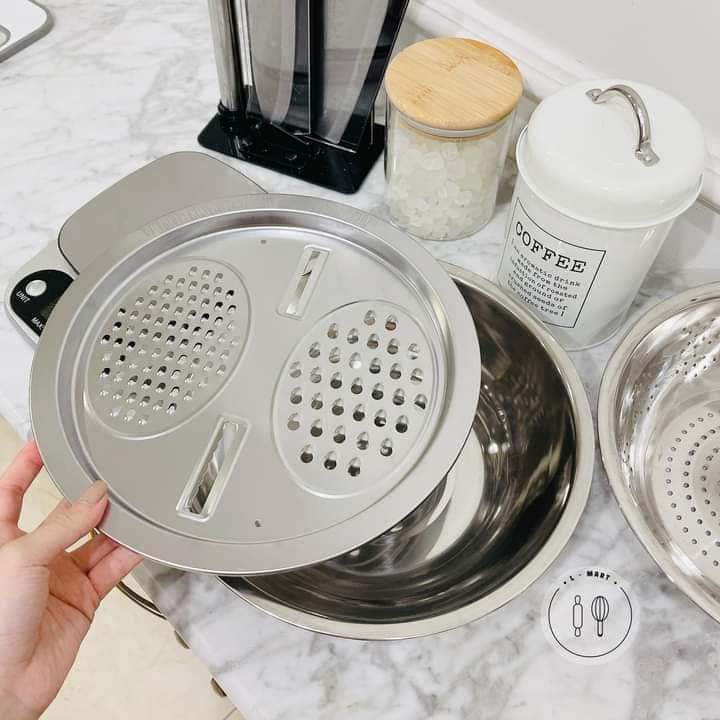 BỘ THAU RỔ BÀO RAU CỦ INOX 3 trong 1