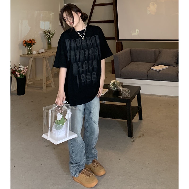 ✚✳┋Quần Jean Dài Lưng Cao Dáng Rộng Kiểu Retro Dễ Phối Đồ Thời Trang Mùa Hè Cho Nữ