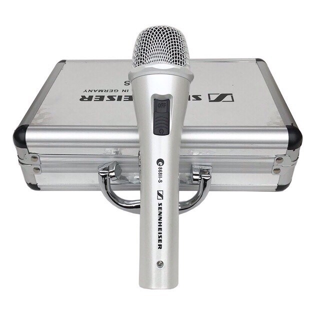 Micro karaoke SENNHEISER 868II-S có dây dẻo silicon độ dài 5m với tay mic màu trắng hộp đựng kim loại sang trọng