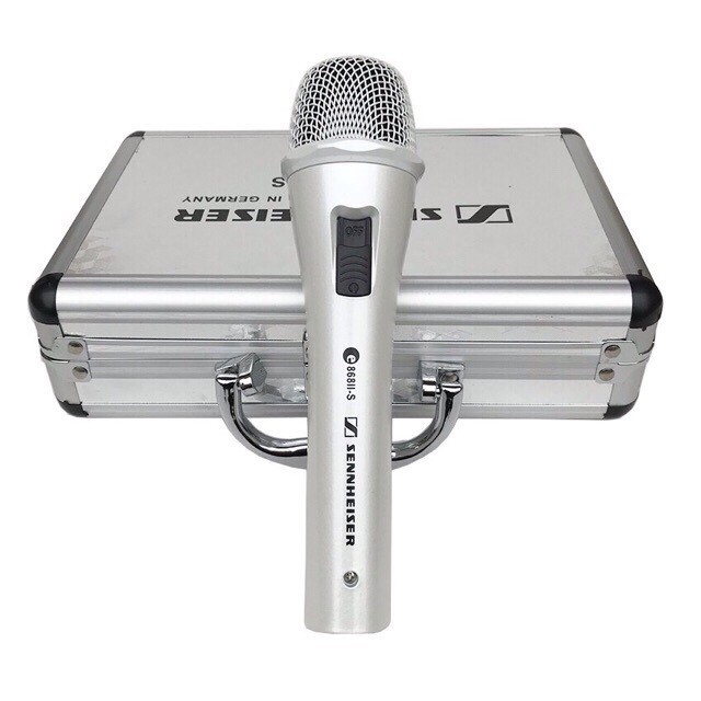 Mic karaoke SENNHEISER 868II-S có dây dẻo silicon độ dài 5m với tay mic màu trắng hộp đựng kim loại sang trọng