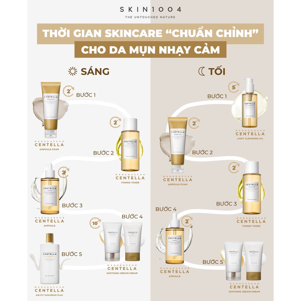 Bộ Sản Phẩm Chăm Sóc Da Mụn Chiết Xuất Từ Rau Má Skin1004 Madagascar Centella