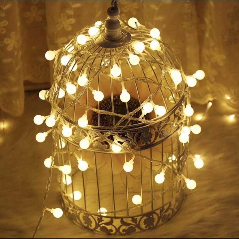 Dây Đèn Led Bóng Tròn Trang Trí Xài Pin Bóng Cherry Ball Decor Lều Trại Góc Học Tập Quán Cafe