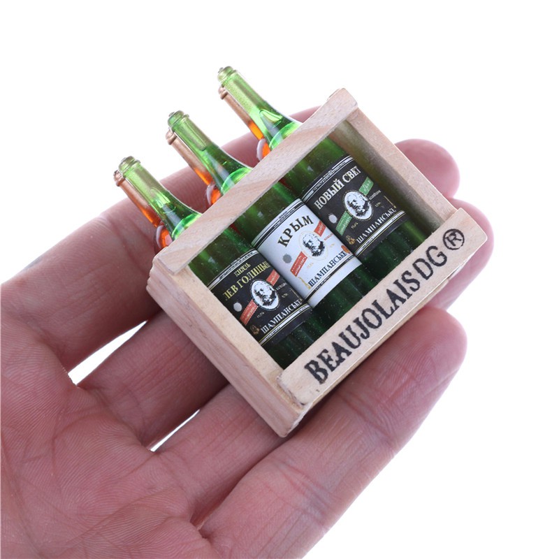 Set 6 Bình Nước Ép Trái Cây Bằng Gỗ Trang Trí Nhà Búp Bê