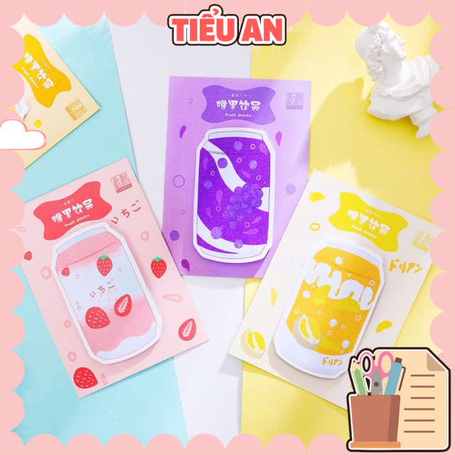 Giấy Note ghi chú Lon nước trái cây (30 Trang) - Sticker
