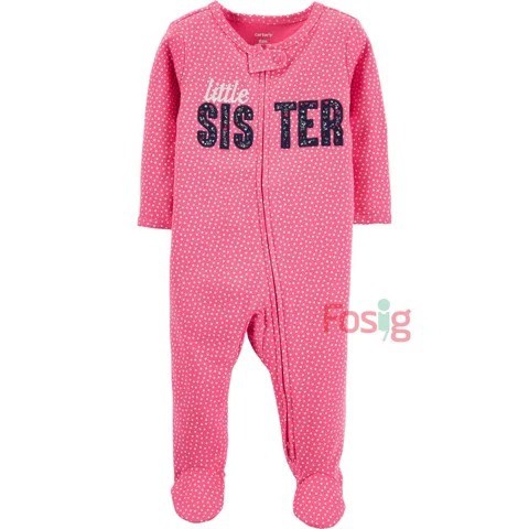 [5-9kg] Sleepsuit Bé Gái - Hồng/Chấm Sister