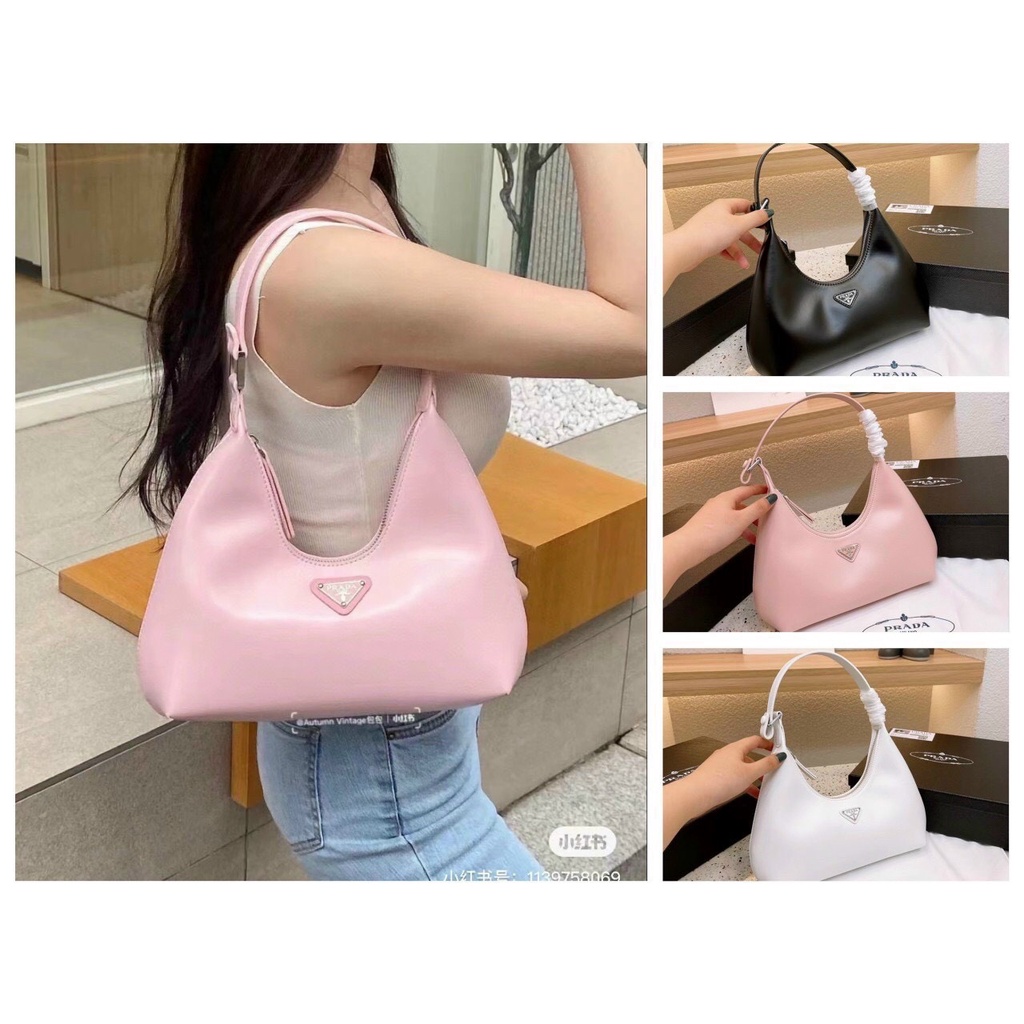 TÚI KẸP NÁCH - 𝑷𝑹𝑨𝑫𝑨 NEW BAG 2022 - Dáng bầu size to da trơn lỳ bóng nhẹ