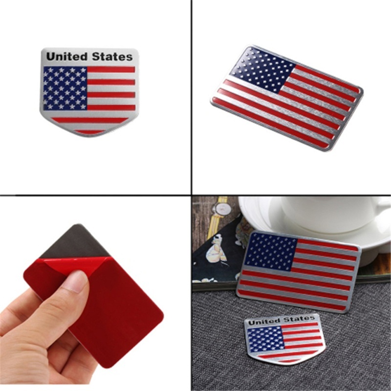 Decal Dán Trang Trí Hình Lá Cờ Mỹ 3d Bằng Nhôm Cho Xe Hơi