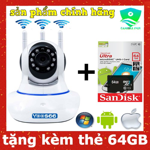 Camera Yoosee. 3 râu 1.0 HD 720P Combo kèm thẻ nhớ