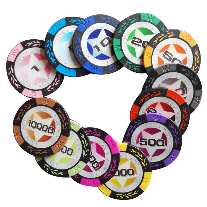 Chip poker có số ( phỉnh poker ) dòng lúa mạch + ngôi sao chất nhựa cao cấp PK 7