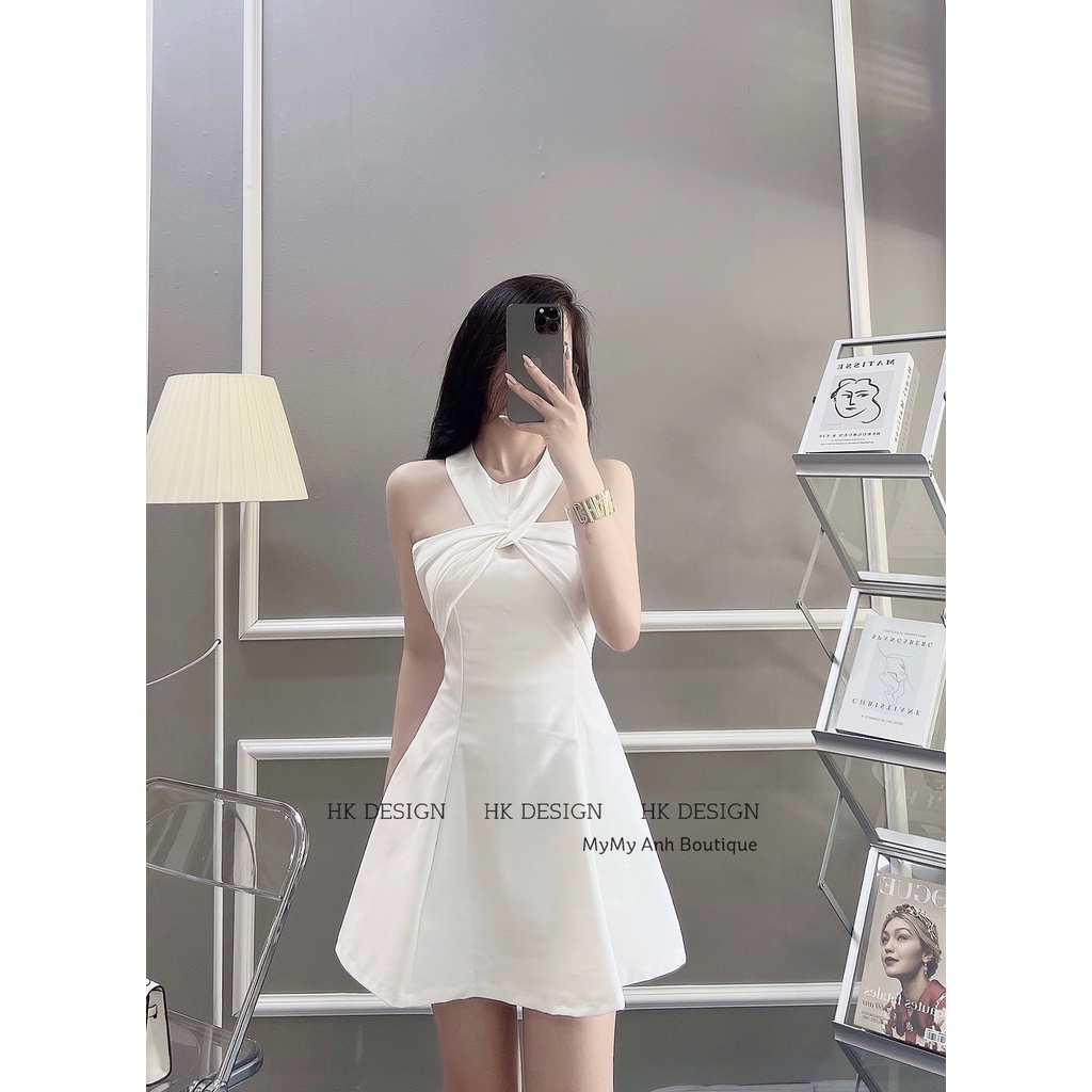 Đầm dáng xòe Rubi fashion đầm dự tiệc cổ yếm chất tacta cao cấp V151