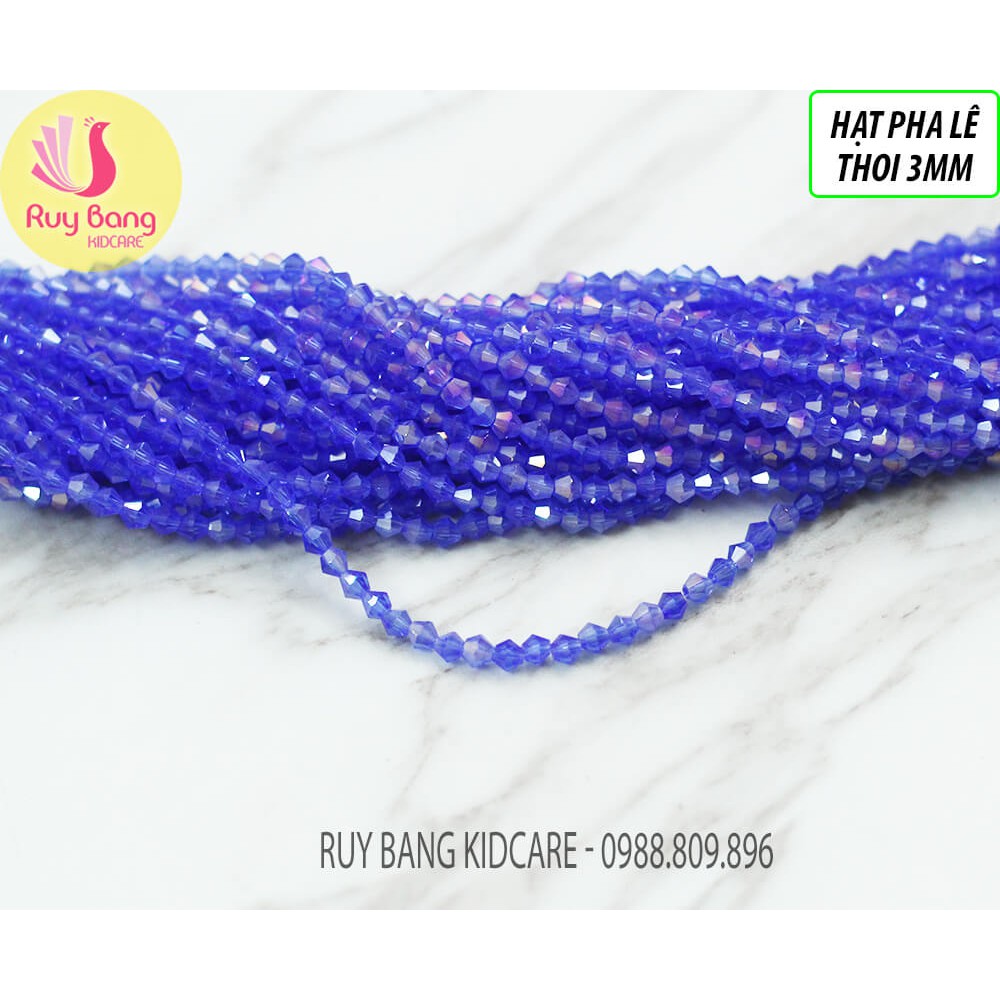 Hạt pha lê thoi 3mm tông xanh dương