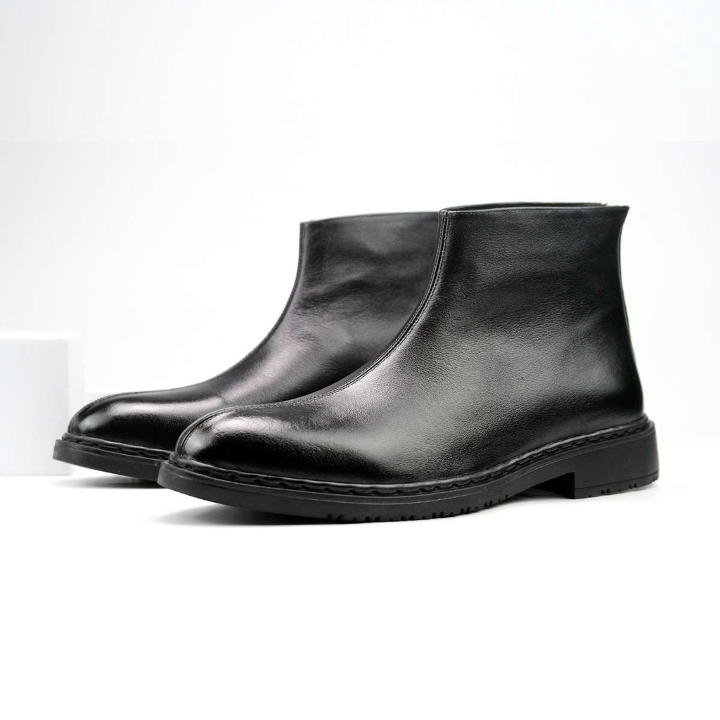 Giày Chelsea Zip Boots Black da bò