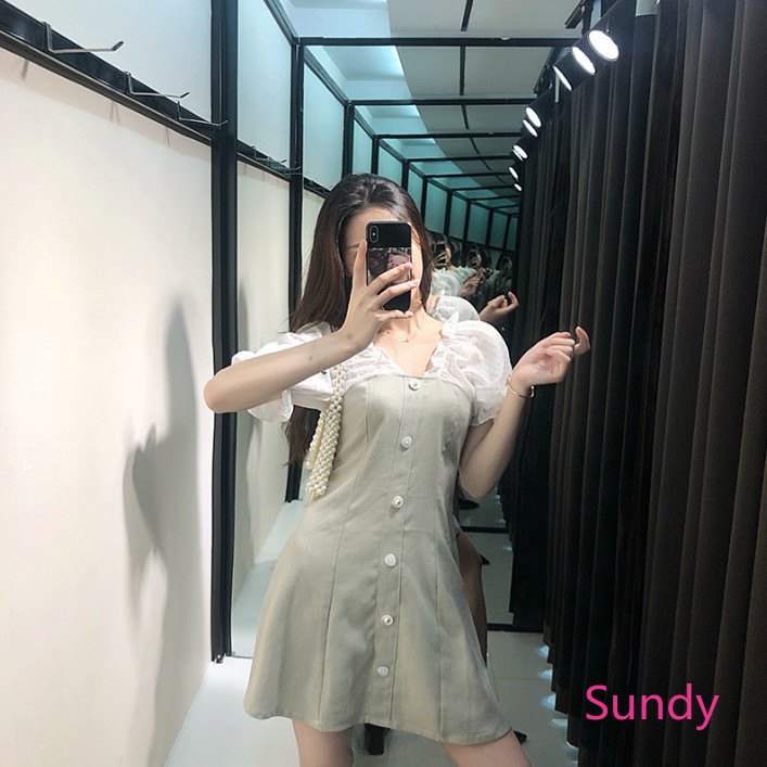 Đầm Ngắn Tay Cổ Chữ V Xinh Xắn Cổ Điển Dành Cho Nữ | BigBuy360 - bigbuy360.vn