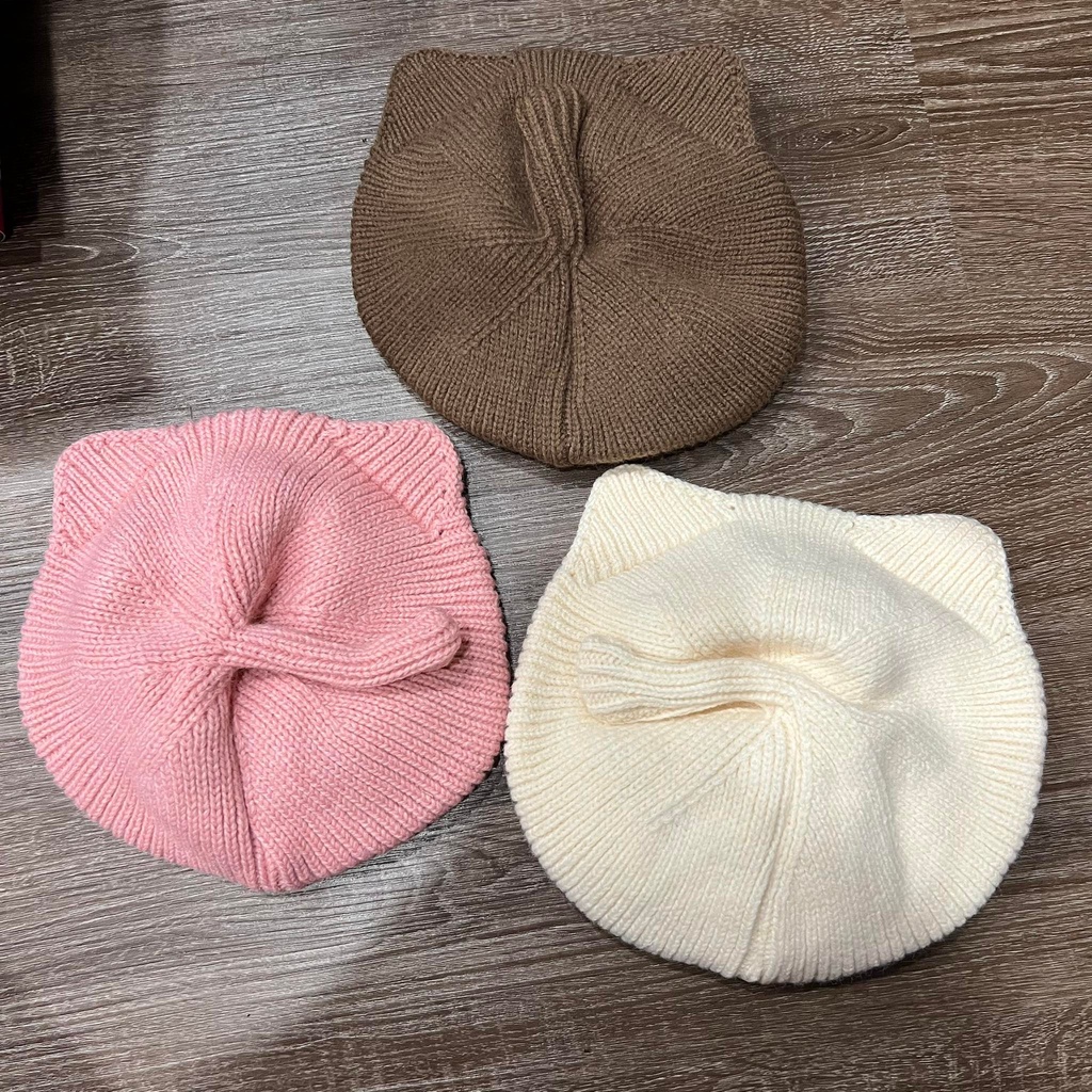 Mũ nón nồi len tai đuôi mèo ngộ nghĩnh cho bé từ 1-4 tuổi chất len dày dặn, 2 lớp không bị ngứa đầu