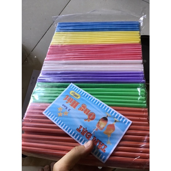 Ống hút nhựa 7 màu , ống hút nước mía bịch 400 ống