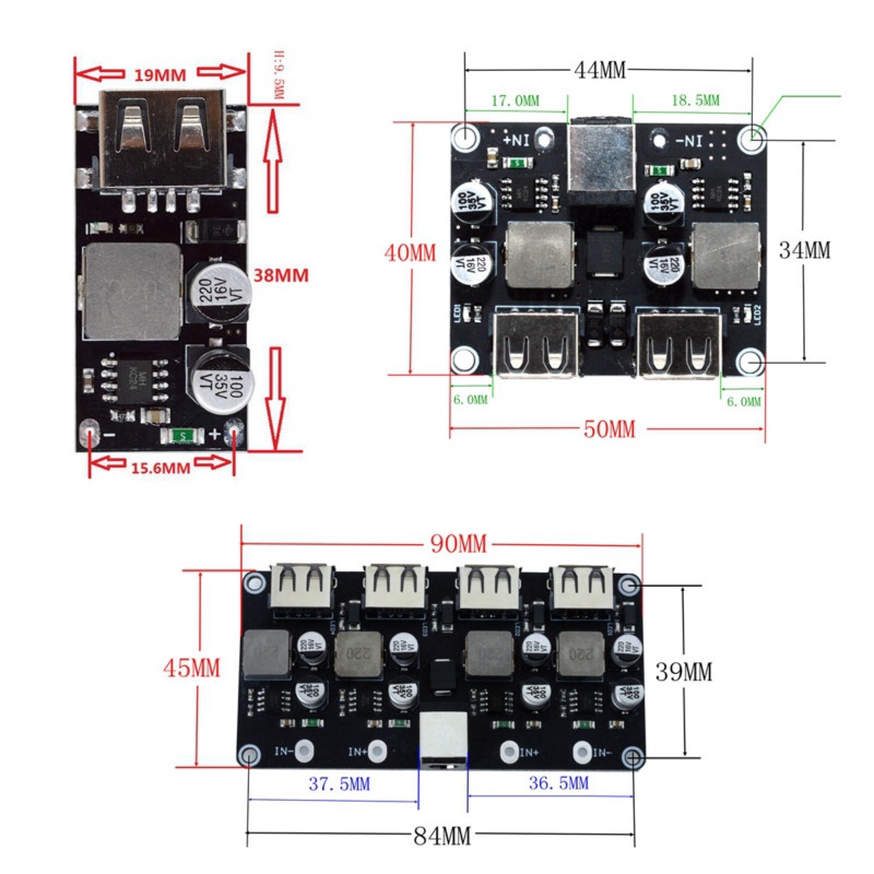 Mạch Hạ Áp Usb 3.0 sang Qc2.0 Dc-Dc 6-32v 9v 12v 24v Sang 5v QC2.0 chế Sạc dự phòng điện thoại lắp Xe máy, Oto
