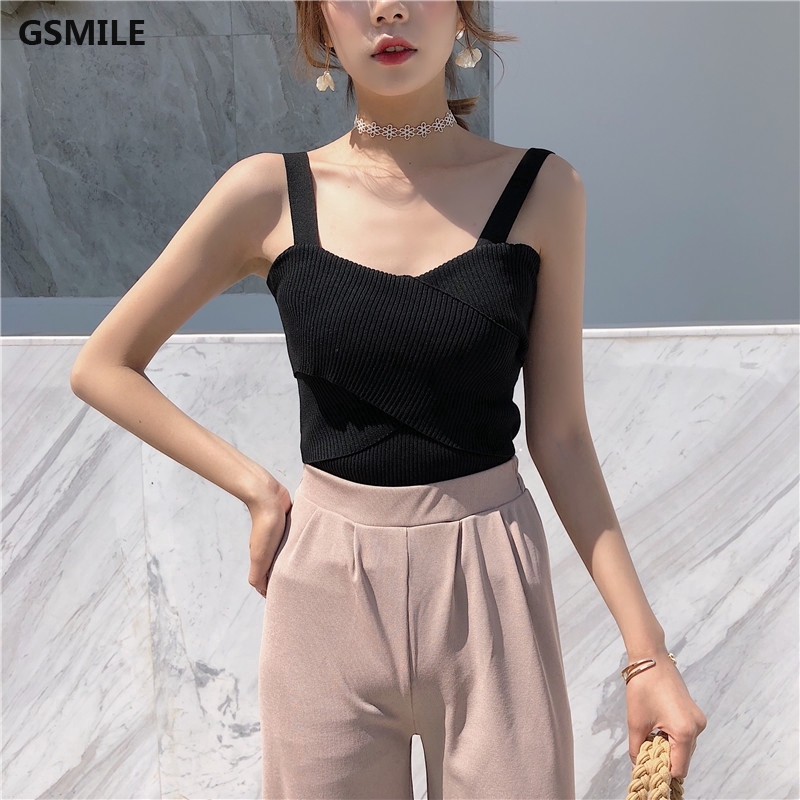 Áo dệt kim không tay màu trơn phong cách Hàn Quốc thời trang cho nữ | BigBuy360 - bigbuy360.vn