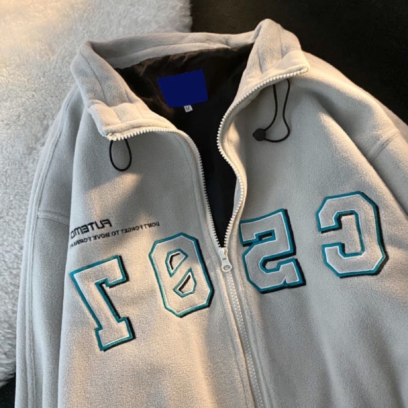 Áo Khoác Nỉ Bông 2 Lớp Nam Nữ Hình Thêu