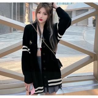 Áo cardigan len nữ đen form rộng dài ulzzang