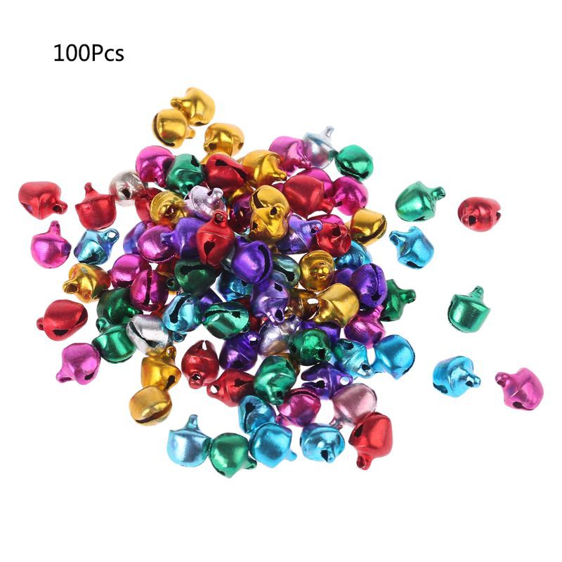CHARMS Set 100 Chuông Mini Bằng Nhôm Nhiều Màu Sắc Dùng Để Trang Trí Cây Thông Giáng Sinh