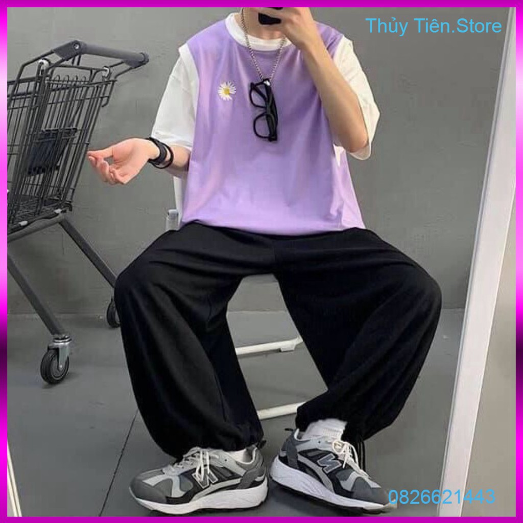 ÁO KIỂU RAGLAN THÊU HOA CÚC TÍM ĐEN CAM UNISEX - ÁO GILE PHỐI HOA CÚC TAY TRẮNG FORM TO 💎 👗💝