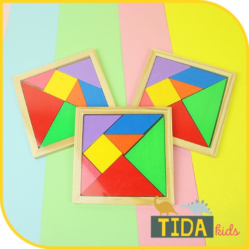 Đồ Chơi Xếp Hình Gỗ Tangram, Bộ Đồ Chơi Gỗ 7 Mảnh Cho Bé Giá Tốt ❤️ Freeship ❤️ TiDa Kids Shop