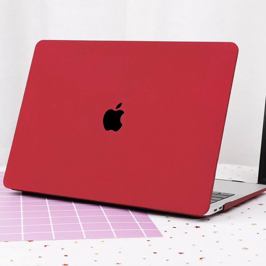 Ốp Macbook, Case Macbook Đỏ Đô (Tặng Nút Chống Bụi, Kẹp Chống Gẫy Sạc)