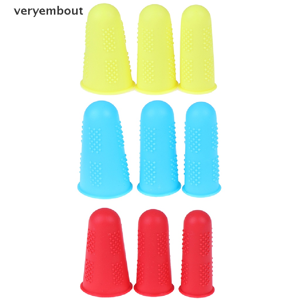 【ut】 3pcs/set Silicone Finger Protector Sleeve Cover Anti-slip Fingers Cover .
