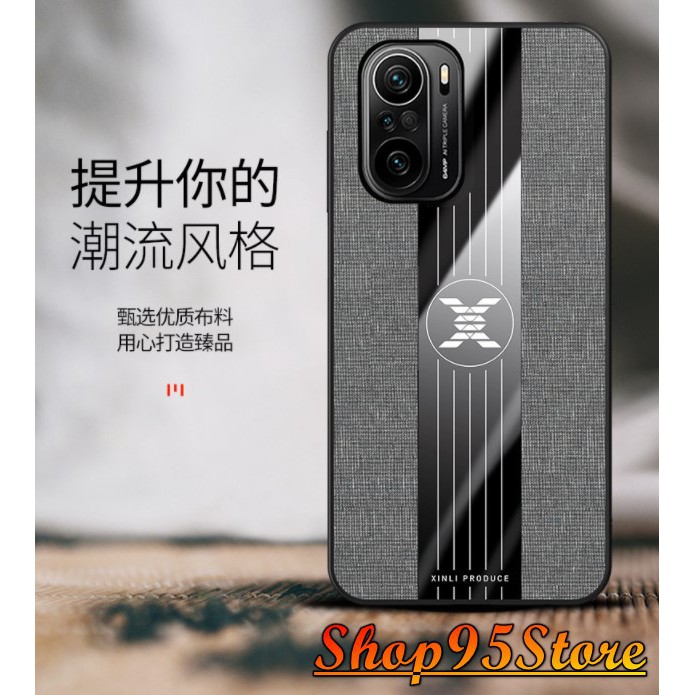 Ốp lưng vải jean Xiaomi Redmi K40 / K40 Pro họa tiết kẻ sọc