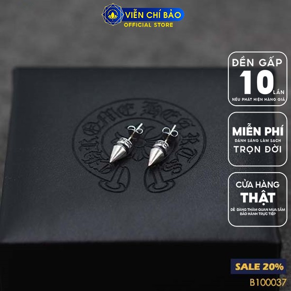 Khuyên tai bạc nam nữ unisex họa tiết đinh chất liệu bạc Thái 925 thời trang phụ kiện trang sức Viễn Chí Bảo B100037