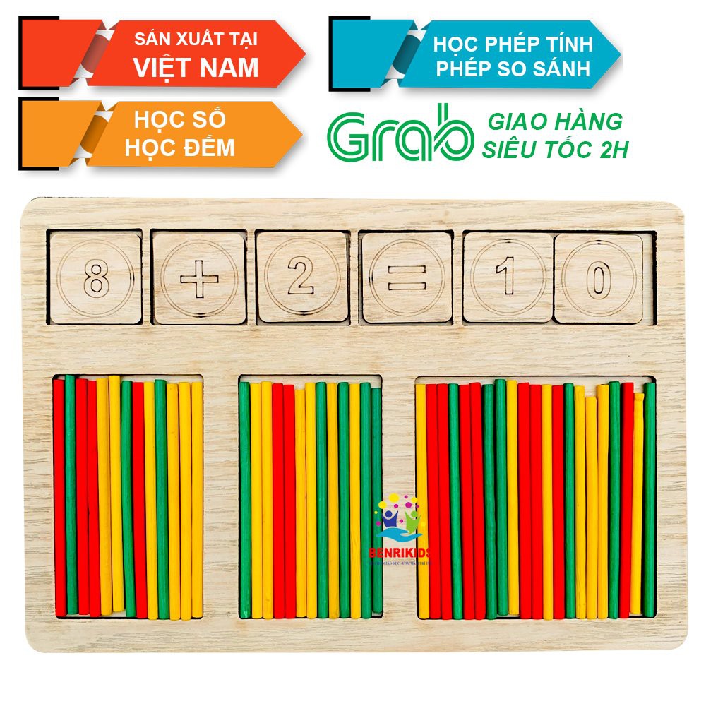 Bộ Đồ Chơi Giáo Cụ Montessori Có Que Tính Kèm Số Đếm, Và So Sánh Cho Bé Từ 2 Đến 5 Tuổi