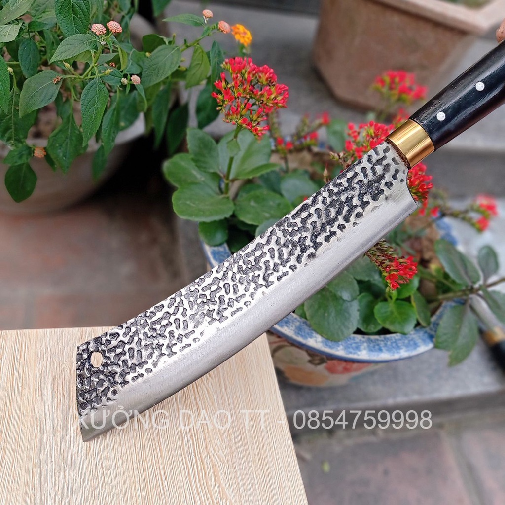 Dao Chặt Cây Chặt Xương Chopper Rèn Từ Nhíp Ô Tô - Dập Vân Da Báo