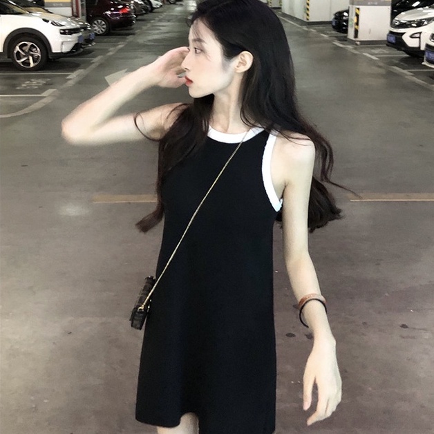 Đầm ZHELIHANGFEI dệt kim sát nách dáng ôm thời trang quyến rũ cho nữ