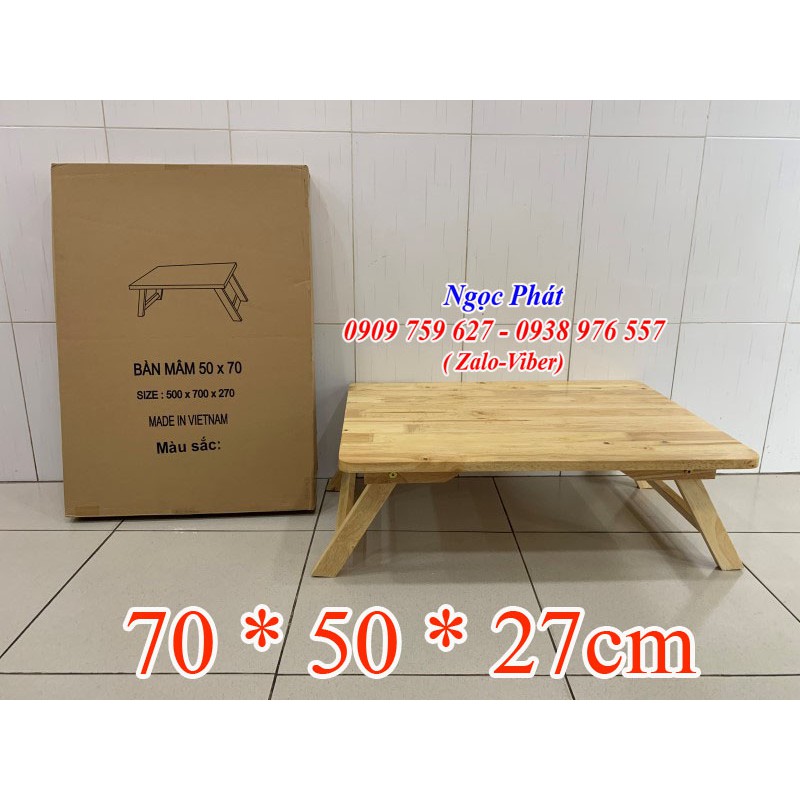 Bàn Gỗ Cao Su 70x50x27cm Chân Thang Ngồi Bệt Xếp Gọn Tiện Dụng - BH 12 Tháng NGỌC PHÁT