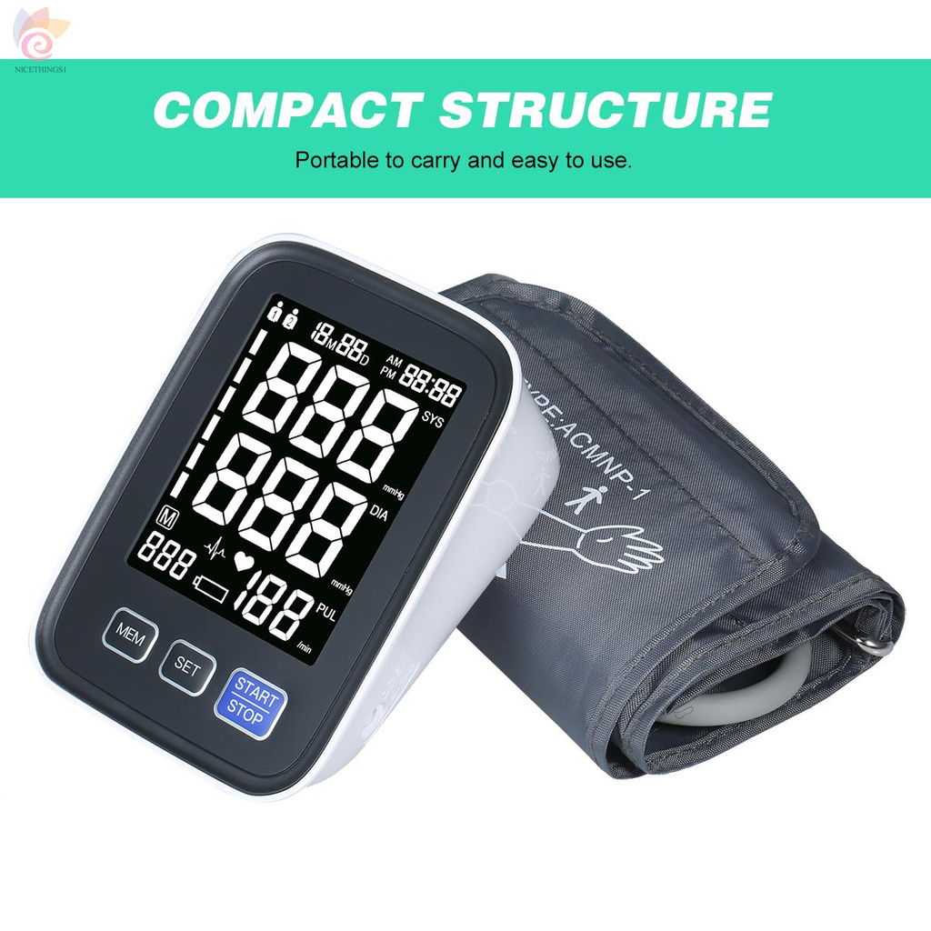 ET U80N Automatic Upper-arm Blood Pressure Monitor Digital Blood Pressure Meter with Large Cuff Fits 8.7-inch to 16.5-inch Upper-arm Support 2×90 Sets of Data Record Irregular Heart Beat Pulse Machine BP Meter for Medical Household Use