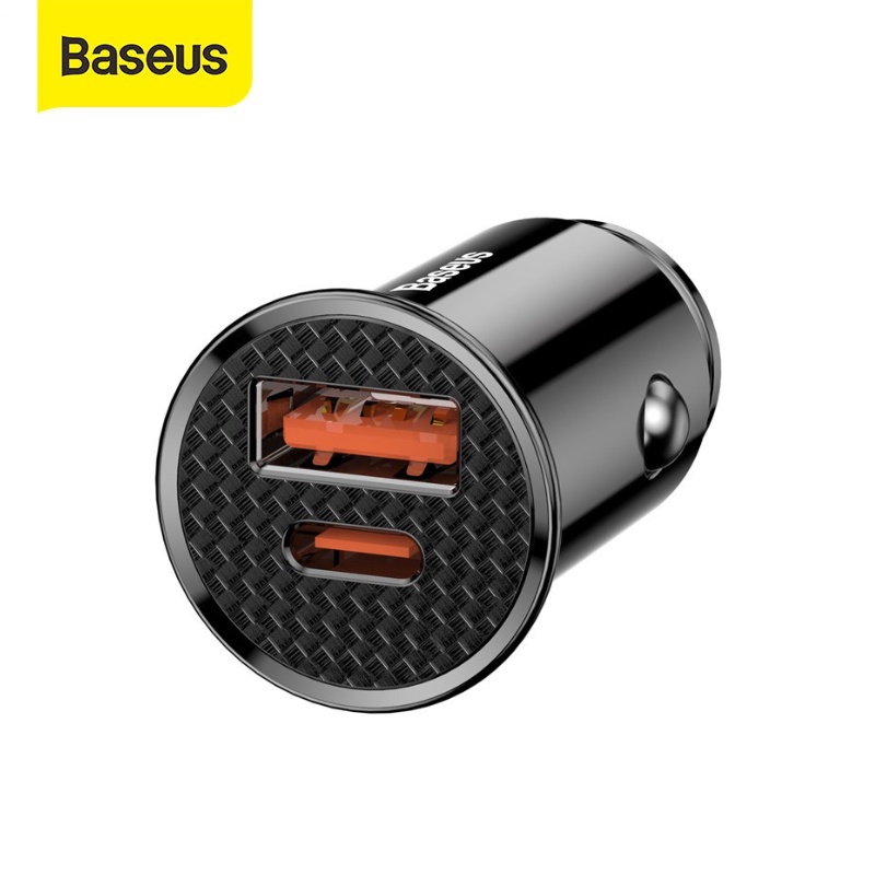 Tẩu sạc nhanh Ô tô 30w Baseus  - Cốc Oto 2 cổng usb và typec led ổ cắm thông minh tiện lợi cho xe hơi