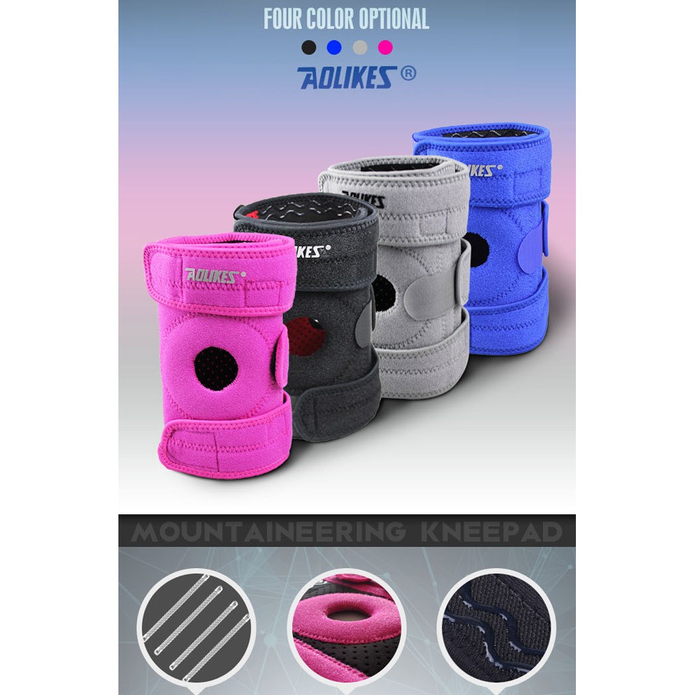 Aolikes AL 7912  Đai cuốn ĐẦU GỐI CÓ ĐỆM HƠI SILICONE THOÁNG KHÍ chuyên gym - hỗ trợ chấn thương đầu gối