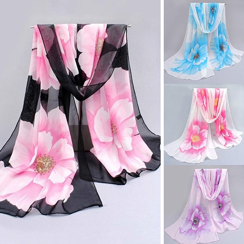 Khăn Choàng Cổ Chiffon In Hoa Thời Trang Cho Nữ