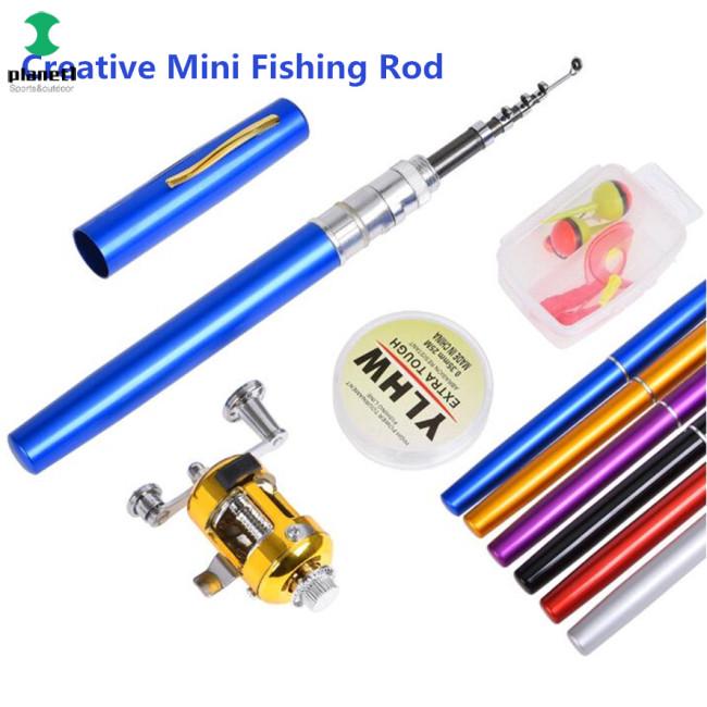 Cần câu cá mini hình cây bút kèm guồng quay dễ dàng gấp gọn