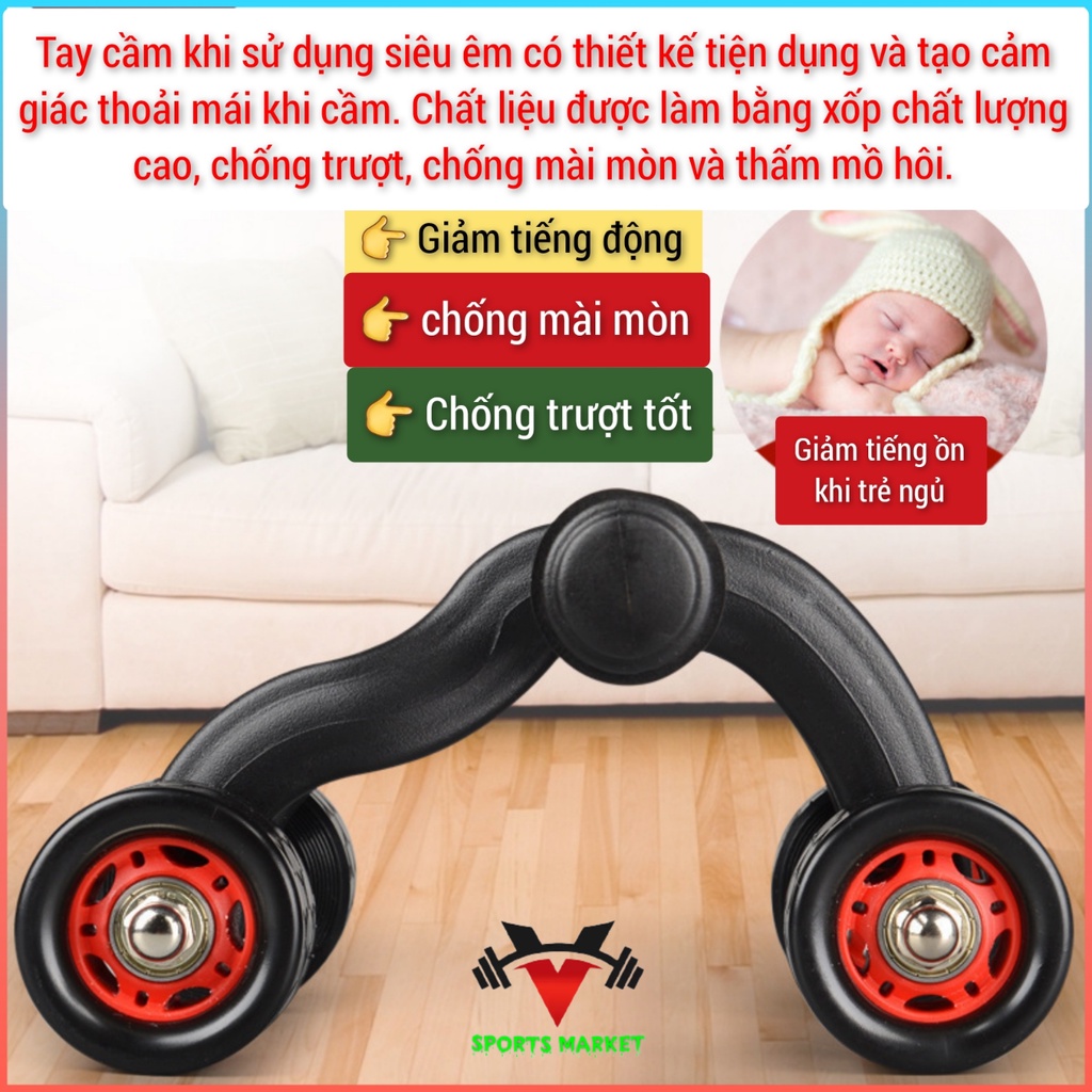 Con lăn tập cơ bụng, , con lăn tập bụng 4 bánh dành cho nam, nữ ,gym, yoga.