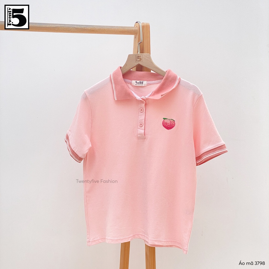 Áo thun polo nữ thêu quả đào năng động Twentyfive 3798