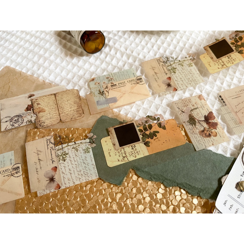 Băng keo Pet tape note vintage Ephemera chiết lẻ 60cm Heartly paper | meohime198